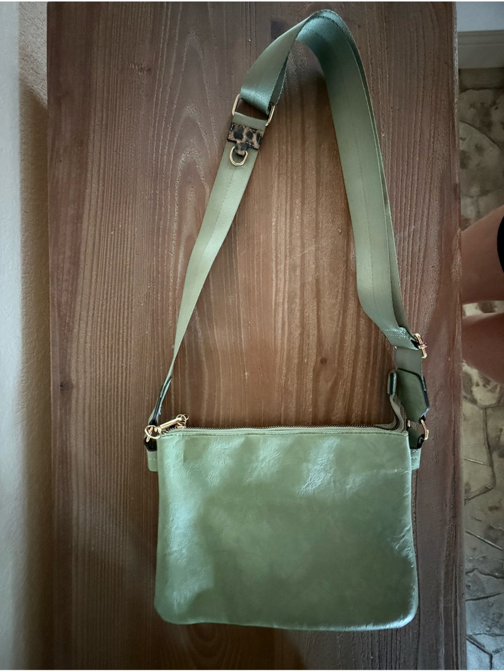 Olive Green Crossbody Bag Adjustable Strap Minimalist Everyday